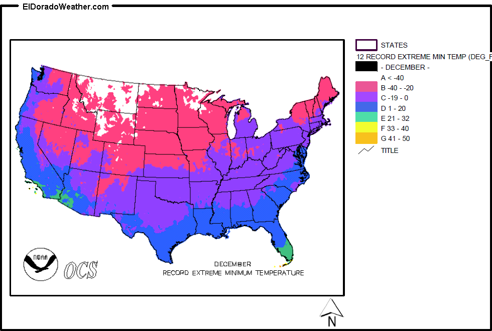 United States December Record Extreme Minimum Temperature